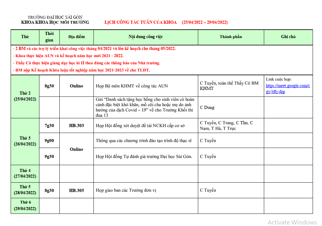 Khoa Giáo dục Mầm non – Trường Đại học Sài Gòn