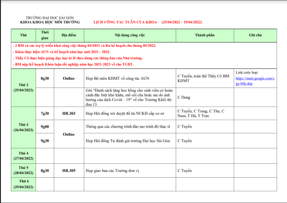 Khoa Giáo dục Mầm non – Trường Đại học Sài Gòn