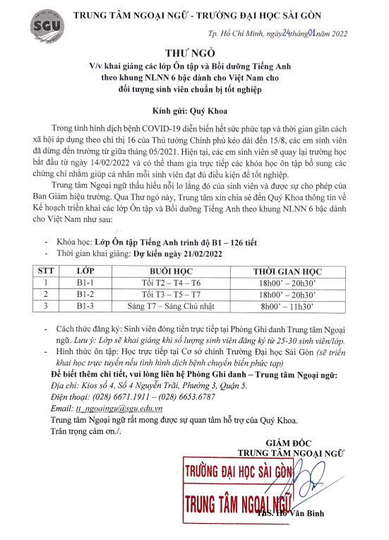 Khoa Giáo dục Mầm non – Trường Đại học Sài Gòn